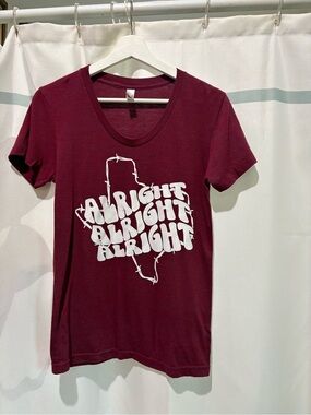 Maroon Graphic Scoop Neck Tee - "Alright Alright Alright"